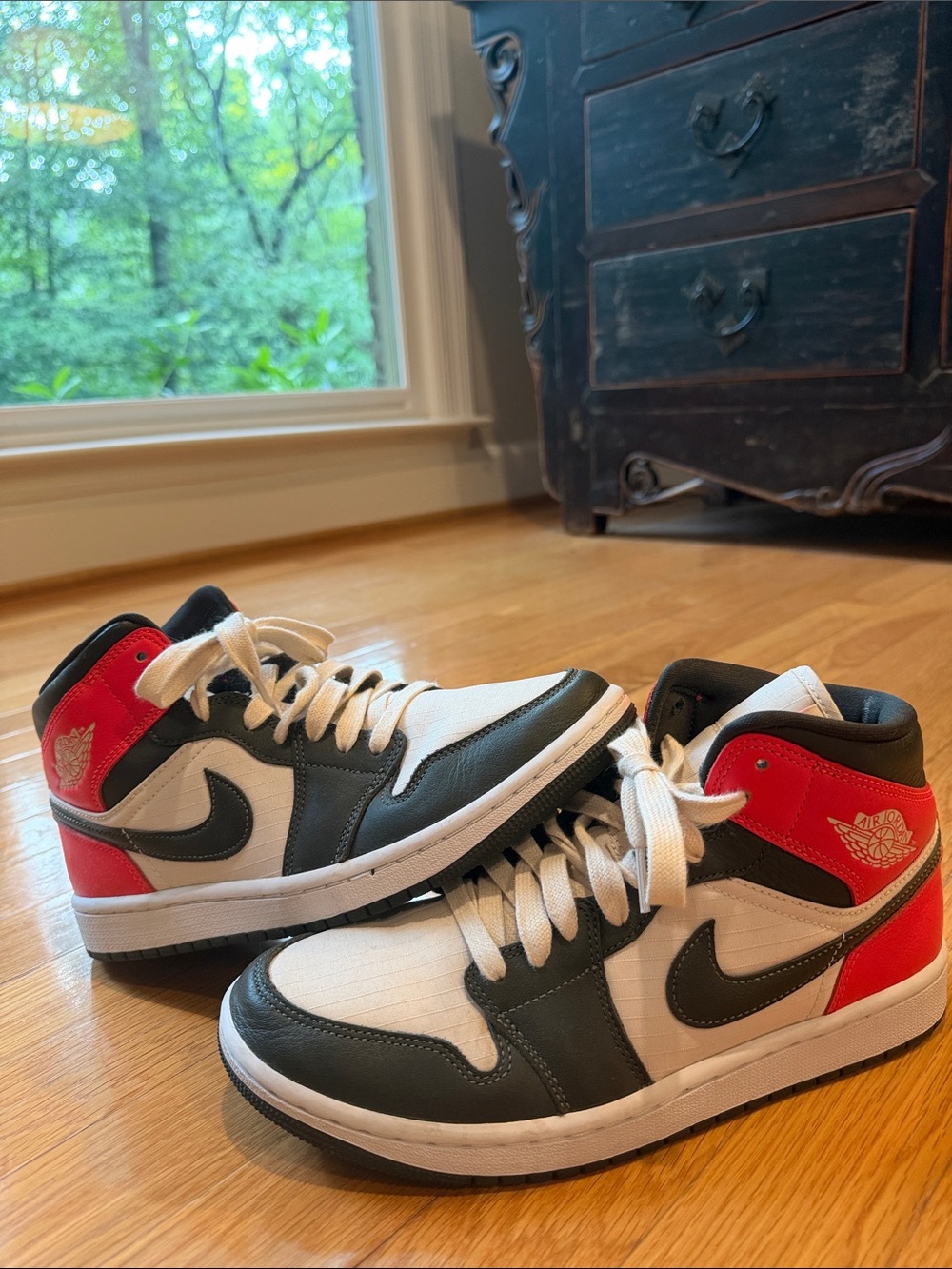 Nike High-Top Sneakers in Gray, White & Coral